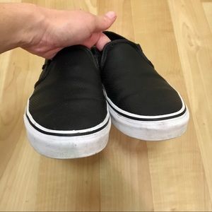 Perforated black/white slip on sneakers